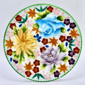 JAPANESE ANDO Silver Cloisonne Floral Display PLATE