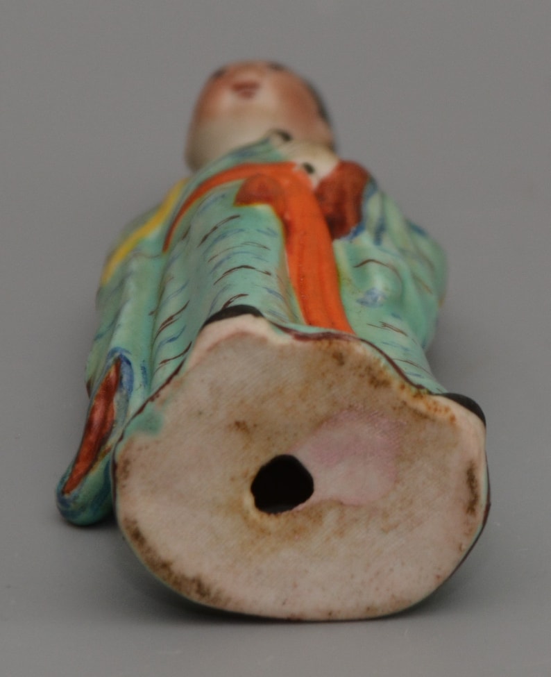 CHINESE C1900 Porcelain Figurine Green Coloured Robe