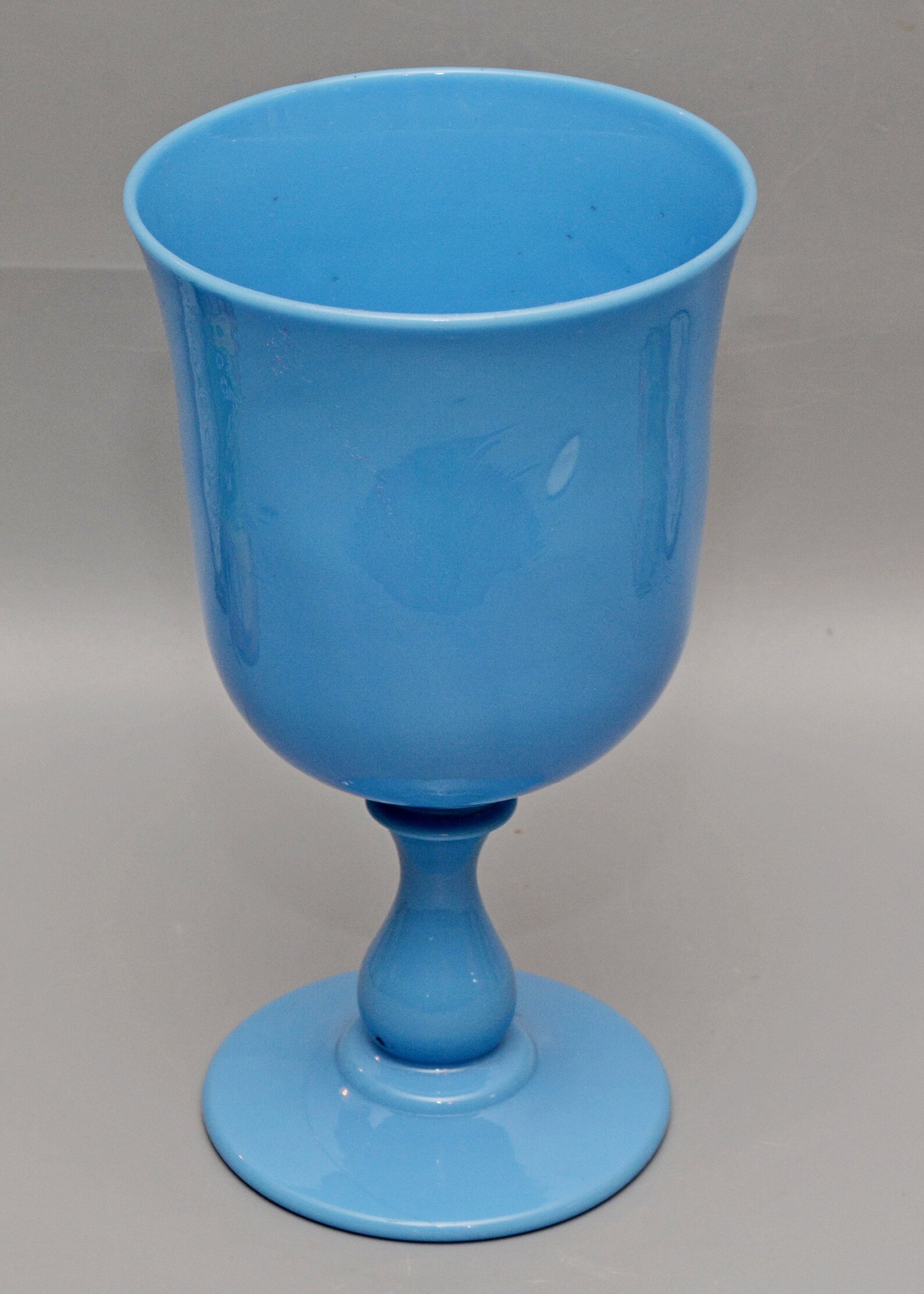 FRENCH Opaline BLUE Goblet VASE C19th Mouth Blown Etsy
