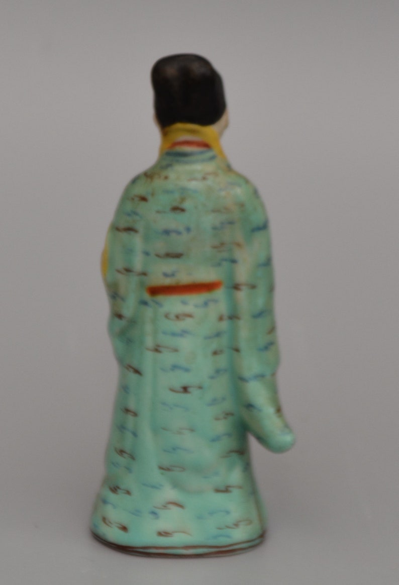 CHINESE C1900 Porcelain Figurine Green Coloured Robe