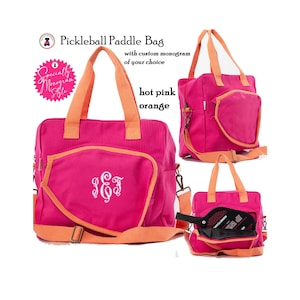PICKLEBALL Bag-FOR HER Monogram-Hot Pink Canvas-Free Ship.Grad Gift.Pickleball Player.Pickleball Team Bag.Sport Gift.Pickleball Paddle Bag.