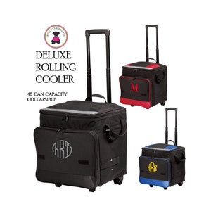 Rolling Cooler w FOR HER Monogram-Deluxe Large Cooler-Free Ship.Boat Cooler.Bridal Shower Gift.Travel Cooler.Grad Gift.Tailgate Cooler