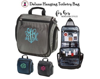 Hanging Toiletry FOR HER with Monogram-Deluxe Hanging Travel/Toiletry Bag-Free Ship/Gift for Her/Grad Gift/Bridesmaid Gift/Travel Bag