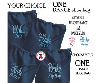 ONE Dancer Shoe Bag -Your Choice One Travel Shoe Bag-Navy-Free Ship /Dancer Travel Shoe Bags/Dancer Shoe/Dancer Gift/Dance Class Shoe Bag