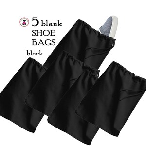 Shoe Bags-Set of 5 BLANK Shoe Bags-Black-Free Ship-Travel Organize.Girl Travel.Groomsmen Gift.Father&#39;s Day & Grad Gift.Accessory Travel Bag