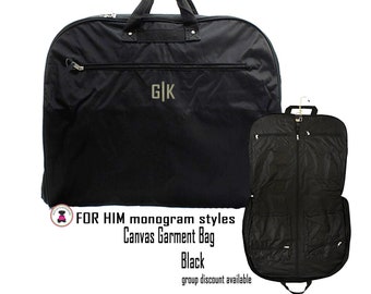 Group Discount FOR HIM Monogrammed Canvas Garment Bag-Black-Free Ship/Gift for Him/Groomsmen Gift/Grad Gift/Father's Day Gift/Men's Travel