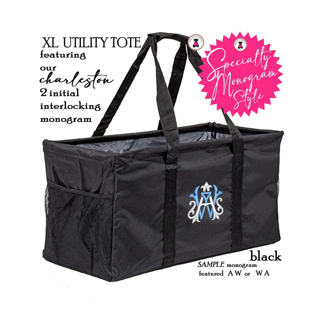 Carry It All Tote/xl Trunk Organizer-black W Specialty CHARLESTON  Monogram-free Ship.grocery.tailgate Tote.car Bag.beach Tote.teacher Gift -  Etsy