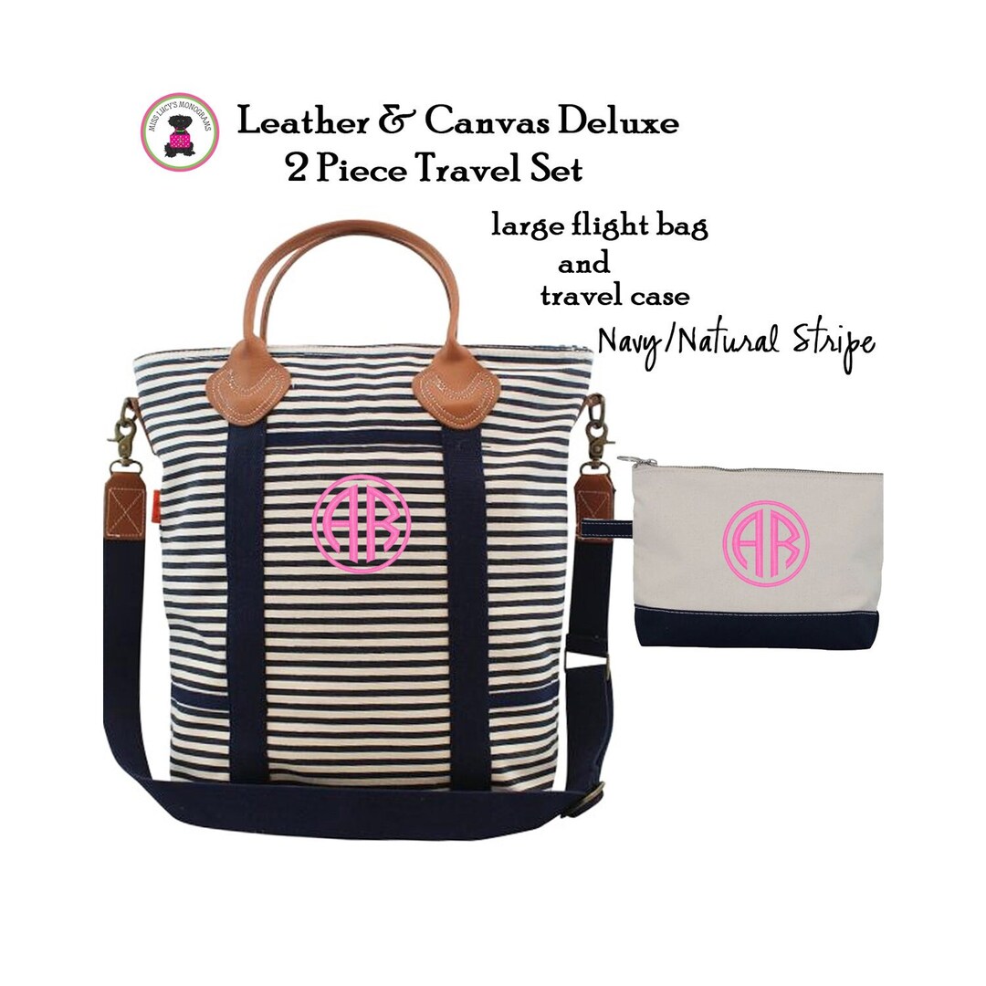 Navy Striped Zip-Up Travel Set