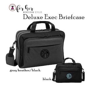 Briefcase-Deluxe Exec w FOR HER Monogram.Free Ship.Grad Gift.Business Briefcase.Corporate Gift.School Bag.Teacher Briefcase.Travel Briefcase