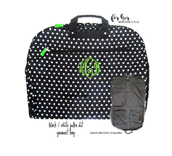 Garment Bag W FOR HER Monogram-black/white Polka Dot-free Ship.girl Dress  Bag.flower Girl Gift.grad Gift.cheer.dancer Gift.bat Mitzvah Gift. - Etsy