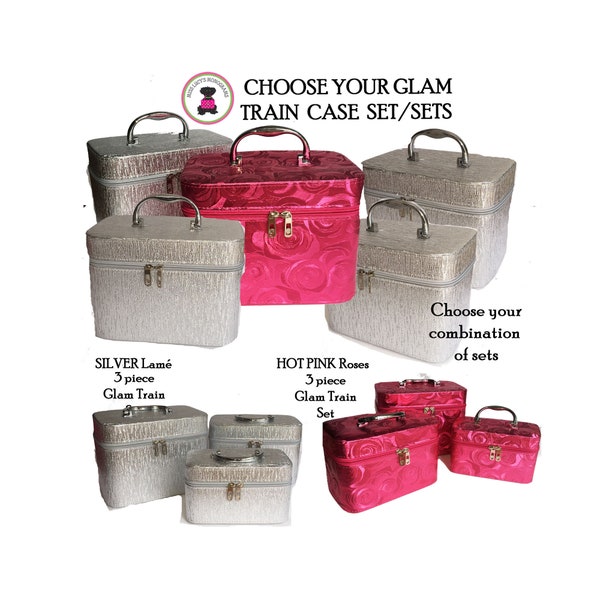 Choose Your Own Set/Sets-3Piece Glam Train Cosmetic Case Set-Group Discount-Free Ship/Bridesmaid Gift/Bride Gift/Dancer Gift/Girlfriend Gift