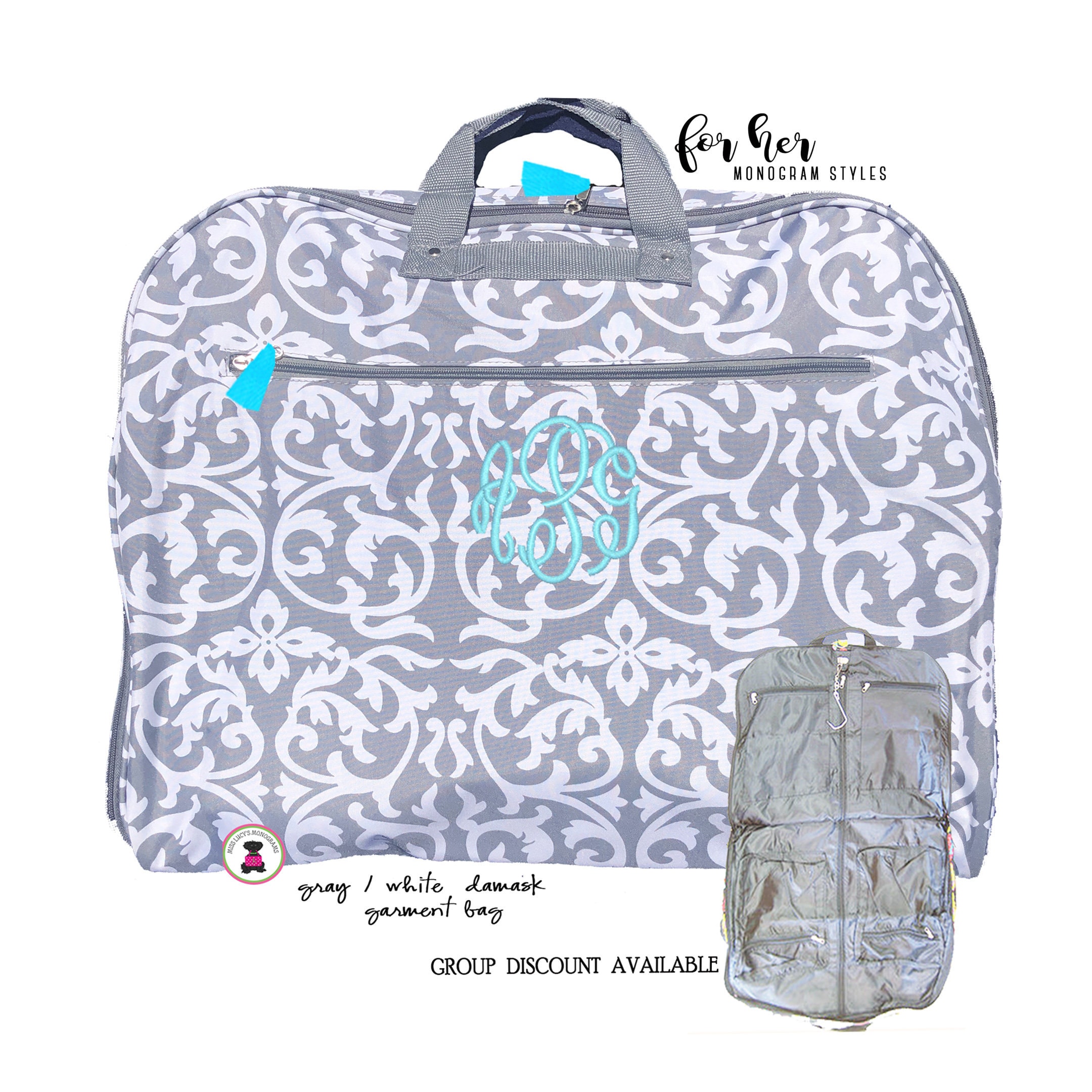 Monogrammed Garment Bag - Center Monogram Location