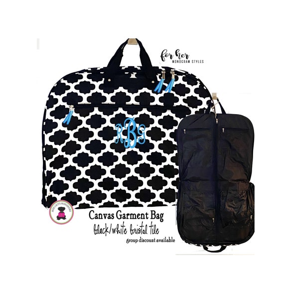 Garment Bag W/ FOR HER Monogram-black & White Bristol 