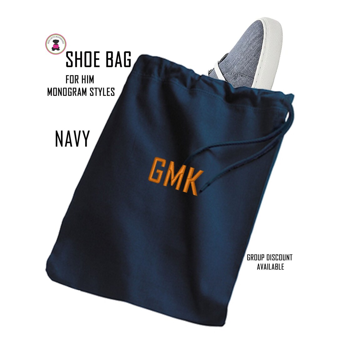 Shoe Bag Monogrammednavyfree Shipmen's Travel/men's Shoe Bag/groomsmen Gift/father's Gift