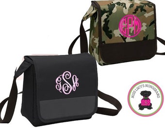 Lunch Cooler Messenger w FOR HER Monogram-Free Ship.Lunch Bag.Work Lunch Bag.Cheer Lunch Bag.Dancer Lunch Bag.School Lunch Bag.Travel Lunch