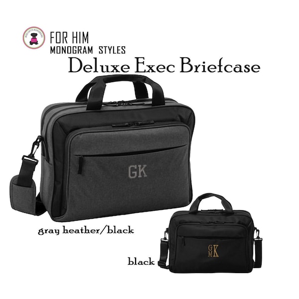 Briefcase FOR HIM w Monogram-Exec Briefcase-Free Ship.Grad Gift.Business Briefcase.Corporate Gift.School Bag.Teacher Briefcase.Travel Laptop