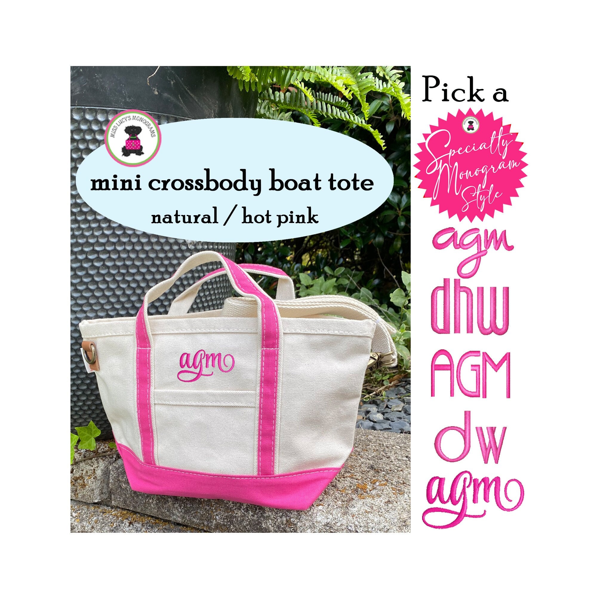 Monogrammed Hot Pink Stripe Tote Bag