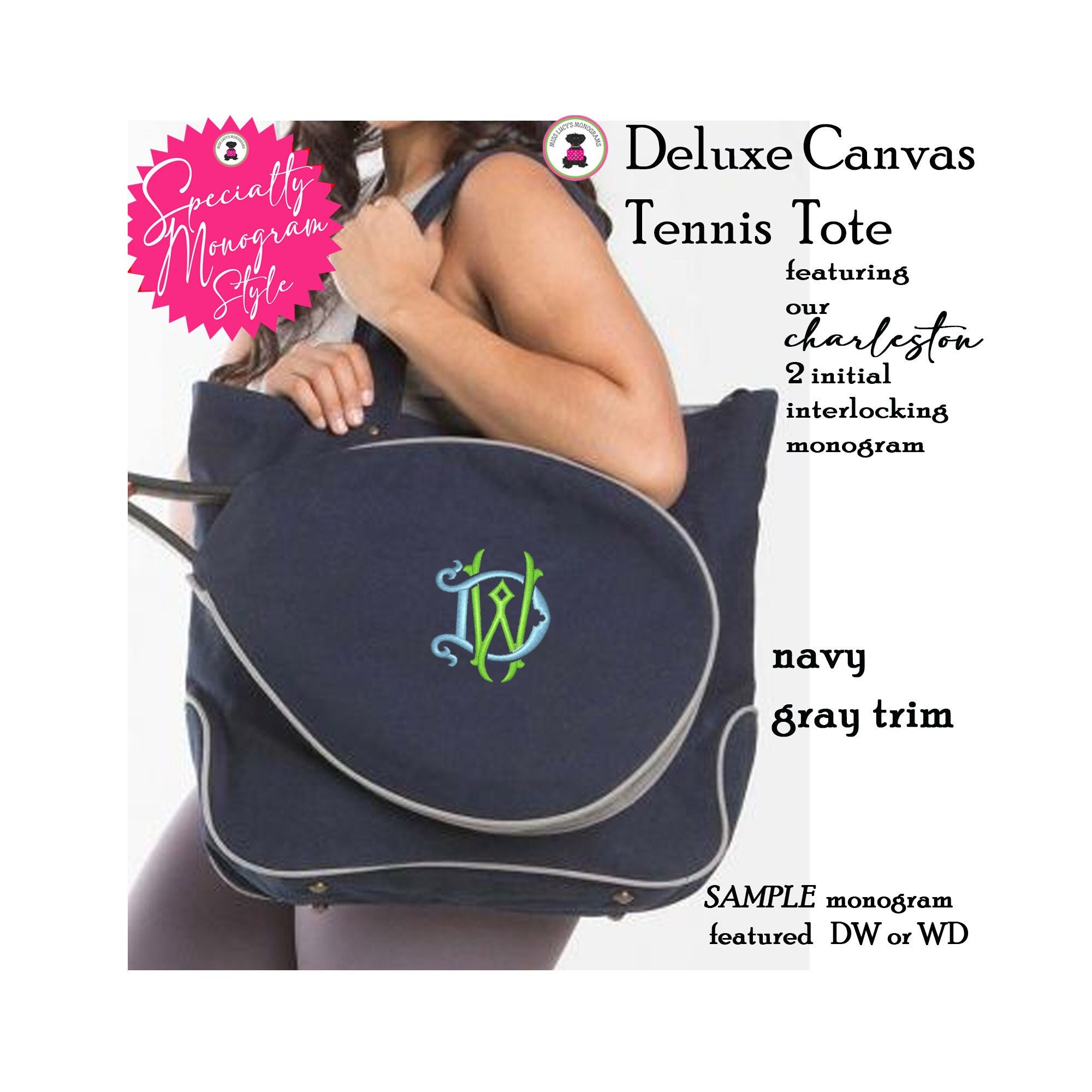 Personalized Tennis Tote Choose Color