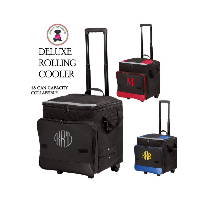 Rolling Cooler w FOR HER Monogram-Deluxe Large Cooler-Free Ship.Boat Cooler.Bridal Shower Gift.Travel Cooler.Grad Gift.Tailgate Cooler image 1