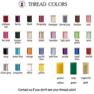 May include: A chart of thread colors with spools of thread in various colors, including red, blue, green, yellow, orange, purple, pink, brown, and gray. The chart is labeled "THREAD COLORS".
