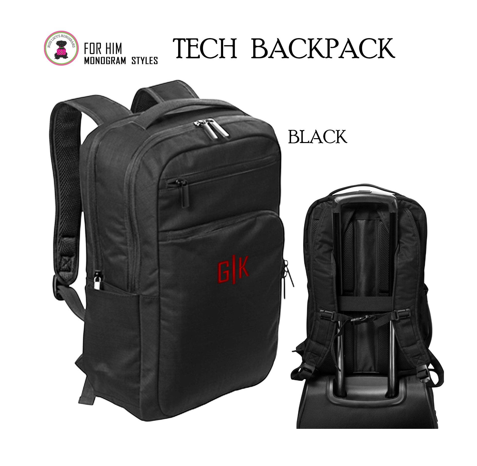 Black monogrammed north face backpack sales
