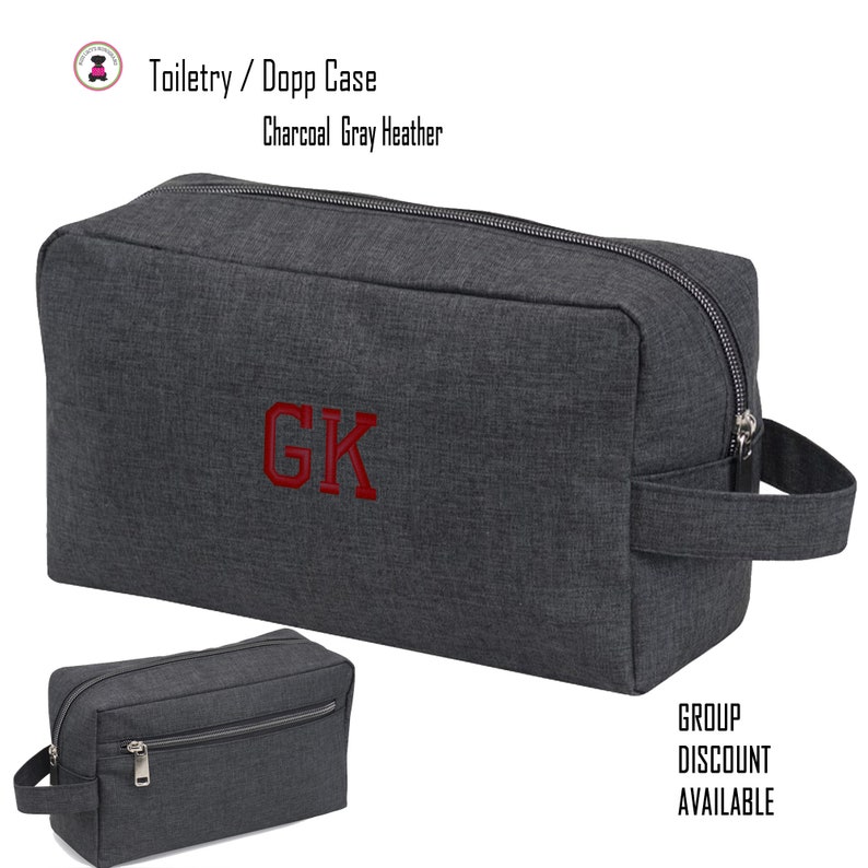 FOR HIM Monogrammed Charcoal Gray Heather Toiletry Dopp Case-Free Ship-Men/'s Travel GiftGroomsmen Gift Father/'s DayGrad GiftTween Gift