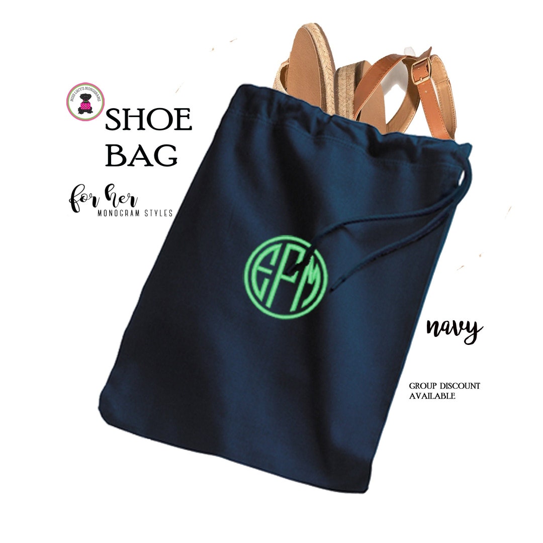 Shoe Travel Bag With Monogram FOR Hernavyfree Ship/bridesmaid Gift