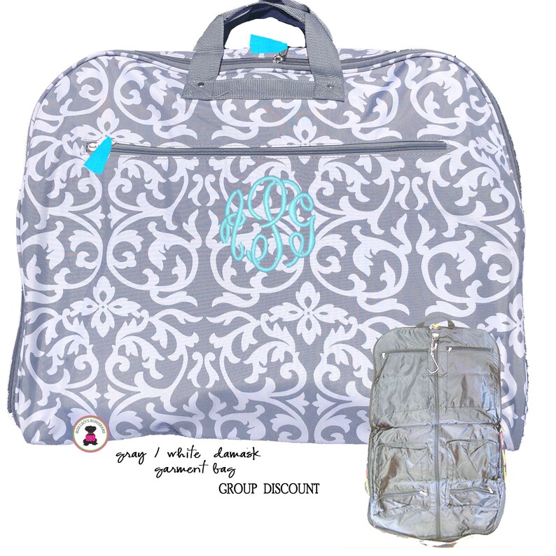 FOR HER Monogrammed Canvas Garment Baggray&white Damaskfree Etsy