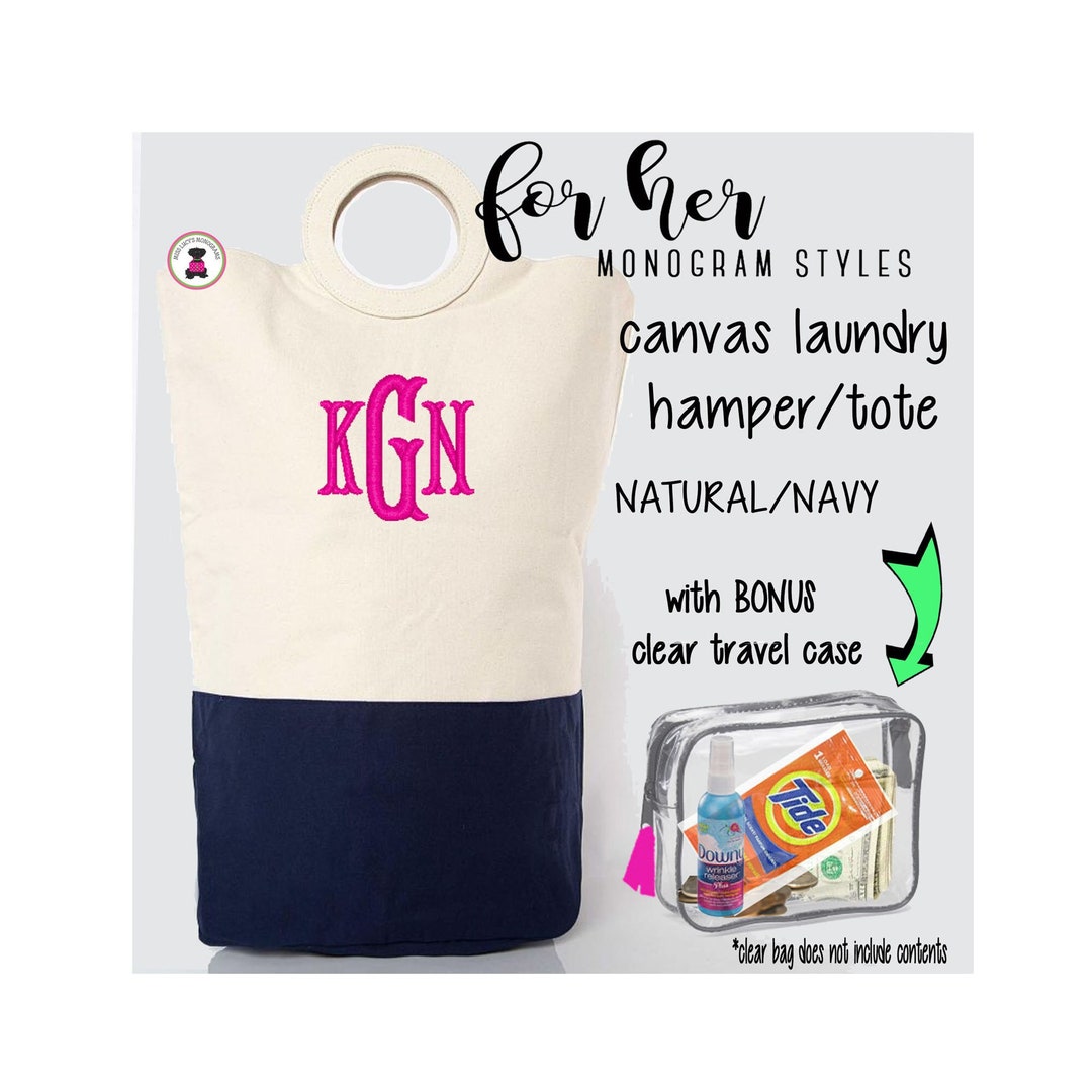 Laundry Hamperlarge Totew Monogram.naturalnavy.free Ship.grad Gift