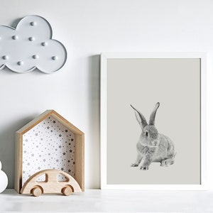 RABBIT Print, Rabbit Nursery Wall Art, Hare Rabbit Printable, Hare Woodland Animal Art Print, Nursery Decor Animal Prints, Printable animal