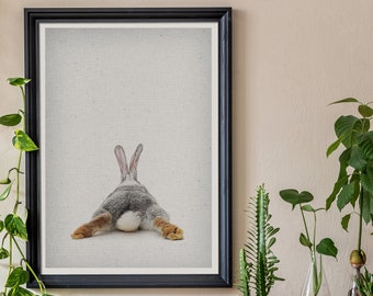 Hase Druck, Hase Wandbild, Hase Wandbild, Hase Wandbehang, Wildtier Wanddruck, Peekaboo, Kinderzimmer Dekor, Babyzimmer