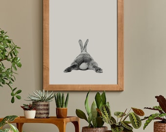 Hase Druck, Waldtiere Kinderzimmer Kunst, Hase Wanddekoration, Schwarz-Weiß Baby Tier Druck, druckbar Schwarz weiß Hase, Digitaler Download