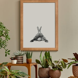 Rabbit Print, Woodlands Nursery Art, Rabbit Wall Decor, Black and White Baby Animal Print, Printable Black and White Bunny, Digital Download image 1