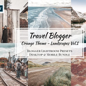 Travel Blogger Bundle, Adobe Lightroom Mobile & Desktop Preset, Consistent Instagram Feed, Blogger Preset light Photos Editing, Orange Theme image 1