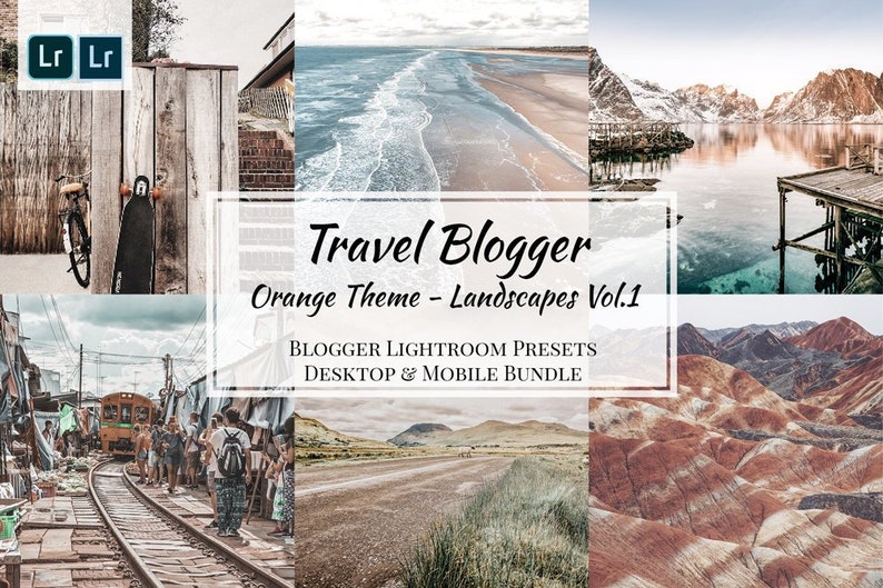Travel Blogger Bundle, Adobe Lightroom Mobile & Desktop Preset, Consistent Instagram Feed, Blogger Preset light Photos Editing, Orange Theme image 1