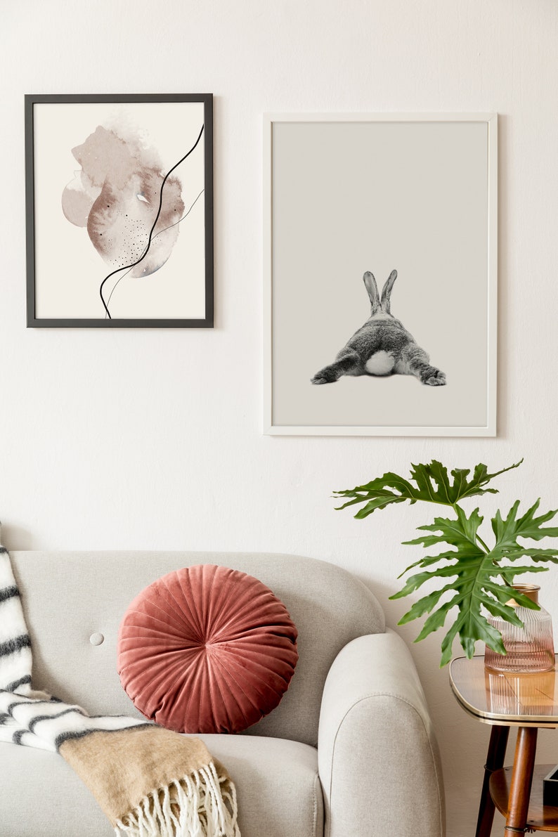 Rabbit Print, Woodlands Nursery Art, Rabbit Wall Decor, Black and White Baby Animal Print, Printable Black and White Bunny, Digital Download image 7