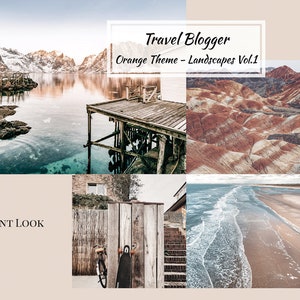 Travel Blogger Bundle, Adobe Lightroom Mobile & Desktop Preset, Consistent Instagram Feed, Blogger Preset light Photos Editing, Orange Theme image 3