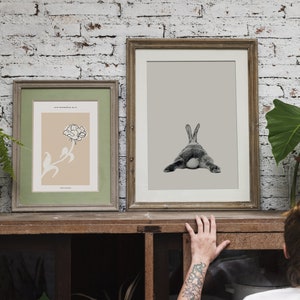 Rabbit Print, Woodlands Nursery Art, Rabbit Wall Decor, Black and White Baby Animal Print, Printable Black and White Bunny, Digital Download image 6