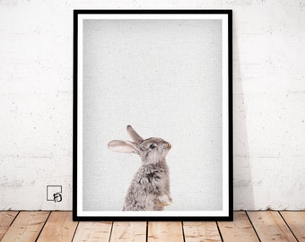 Rabbit Print, Woodlands Nursery Art, Rabbit Wall Decor, Black and White Baby Animal Print, Printable Black and White Bunny, Digital Download