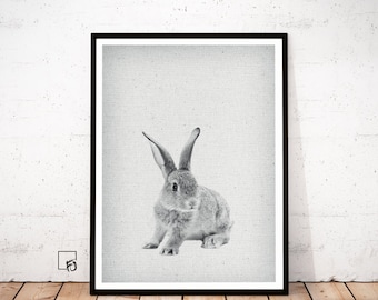 RABBIT Print, Rabbit Nursery Wall Art, Hare Rabbit Printable, Hare Woodland Animal Art Print, Nursery Decor Animal Prints, Printable animal