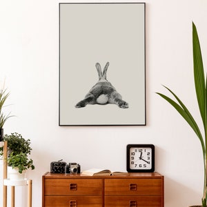 Rabbit Print, Woodlands Nursery Art, Rabbit Wall Decor, Black and White Baby Animal Print, Printable Black and White Bunny, Digital Download image 9