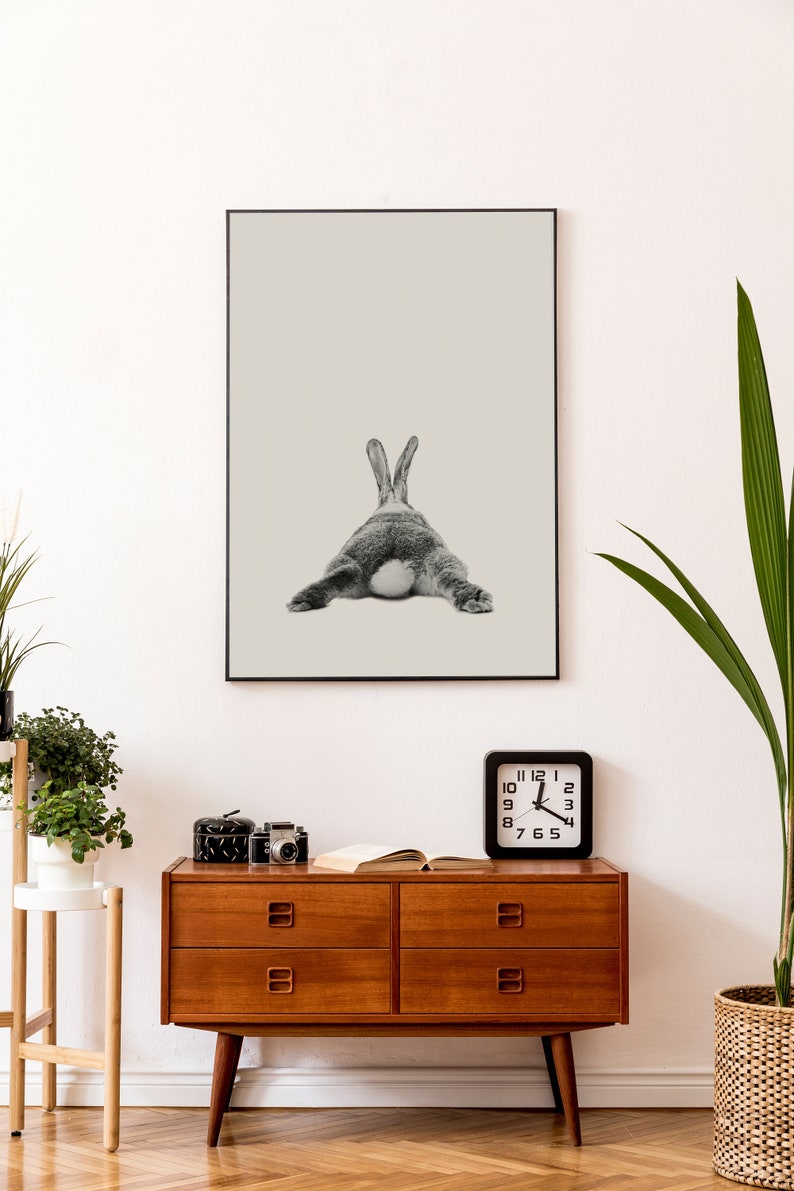 Rabbit Print, Woodlands Nursery Art, Rabbit Wall Decor, Black and White Baby Animal Print, Printable Black and White Bunny, Digital Download image 9