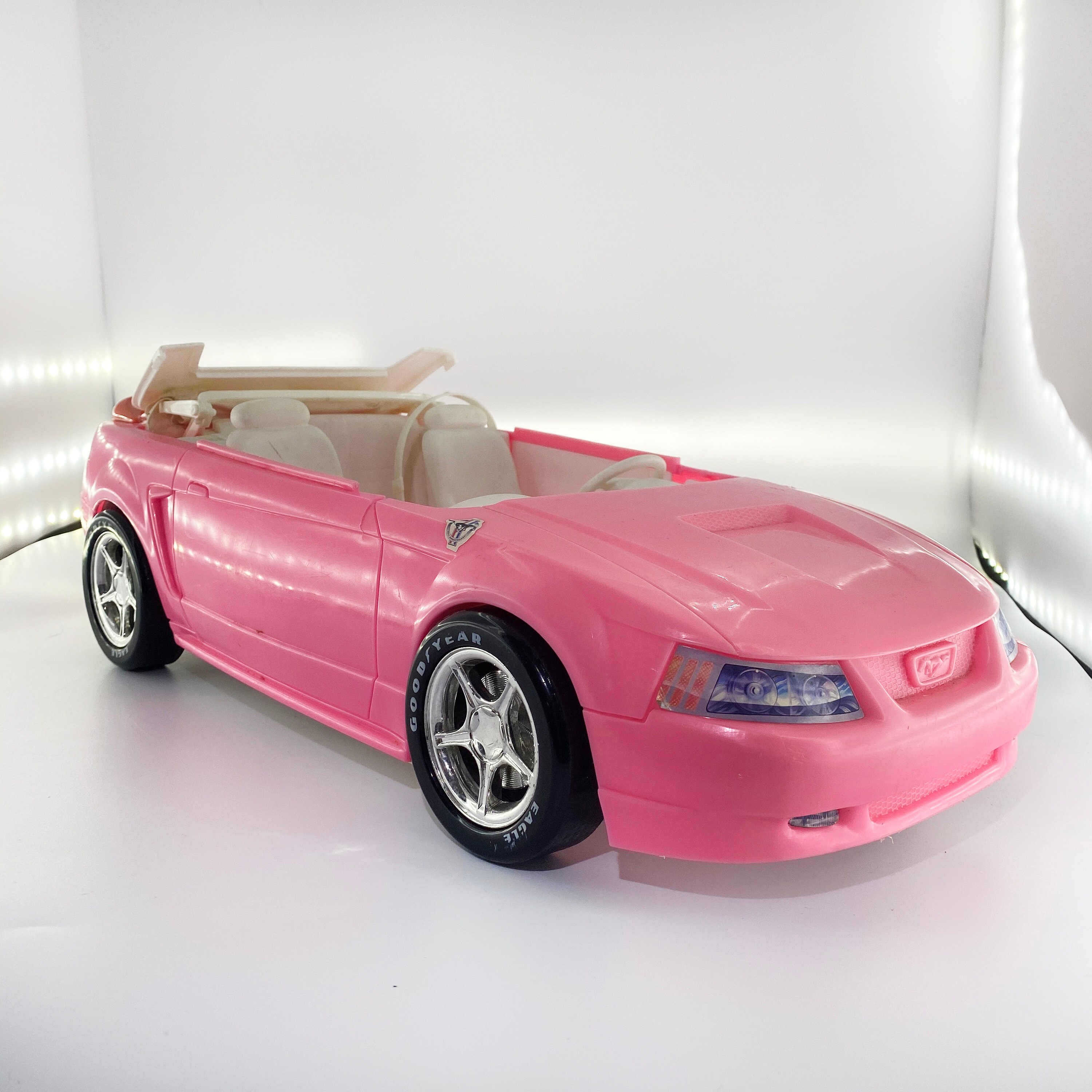 Vintage RARE 1999 Barbie Doll Ford Mustang GT Pink Convertible w Cloth Top Car Toy Mattel Pink Barbie Car Convertible