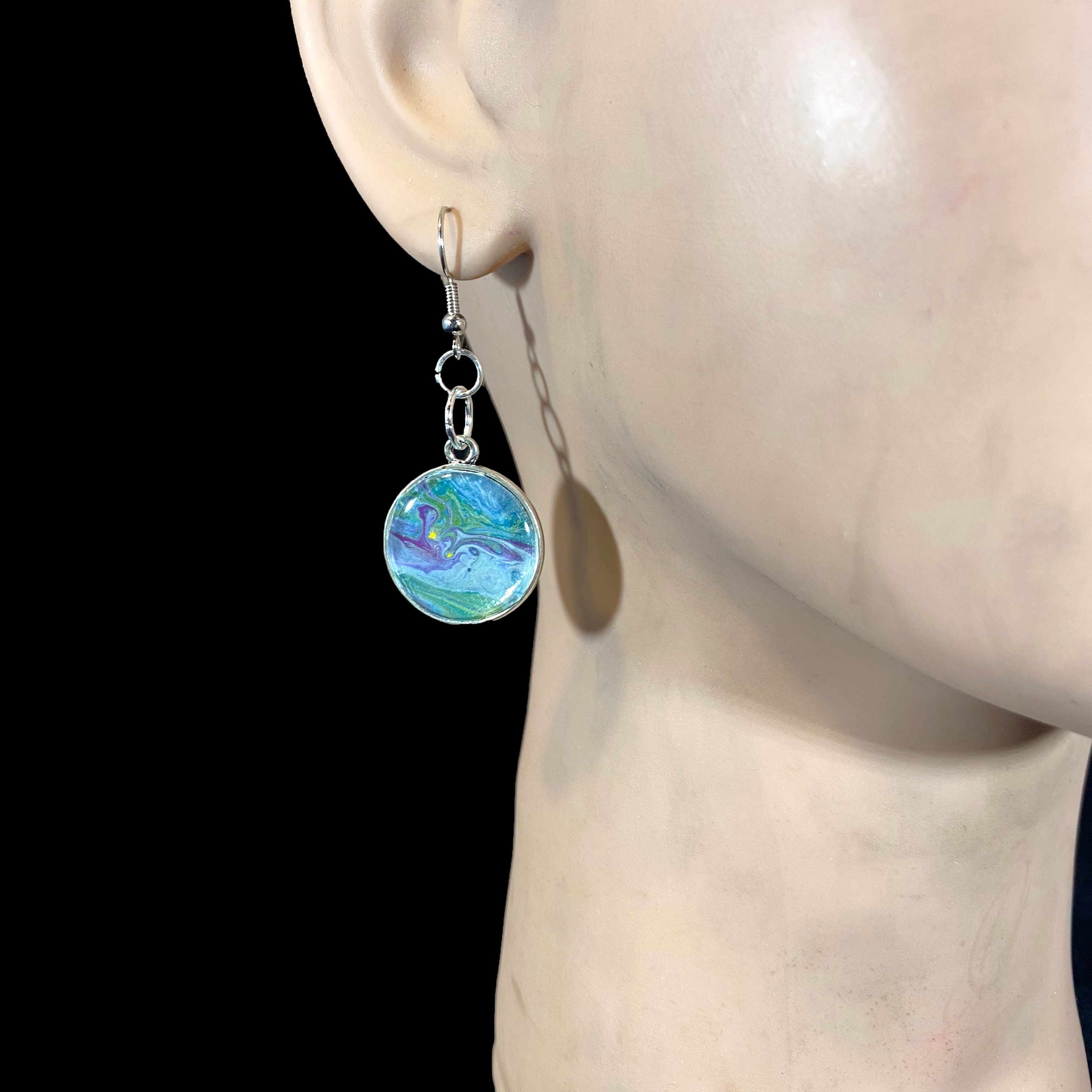 Fluid Painting Pendant Earrings Fluid Art Jewelry / Gift Etsy