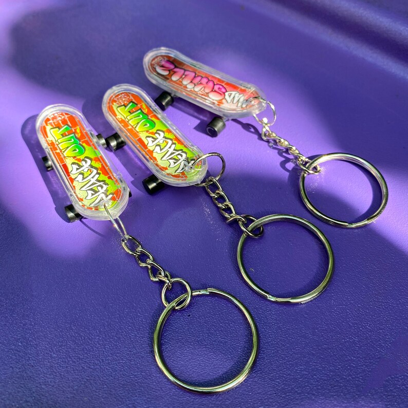 Mini Skateboard Keychain / Graffiti Skateboard Keychains / Etsy