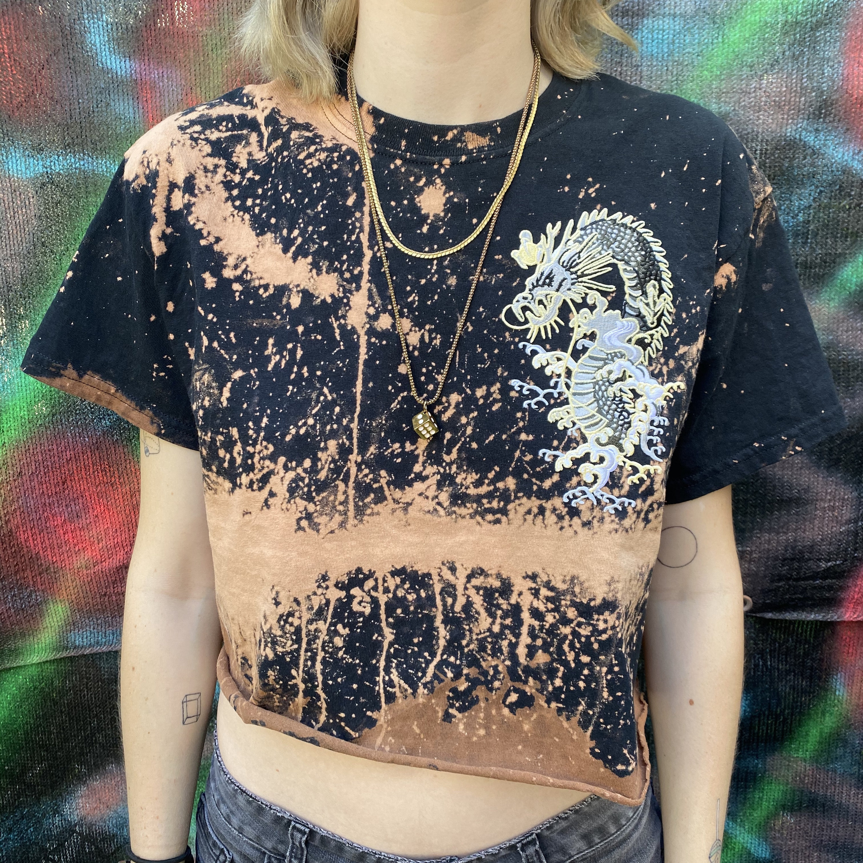 black bleached crop top