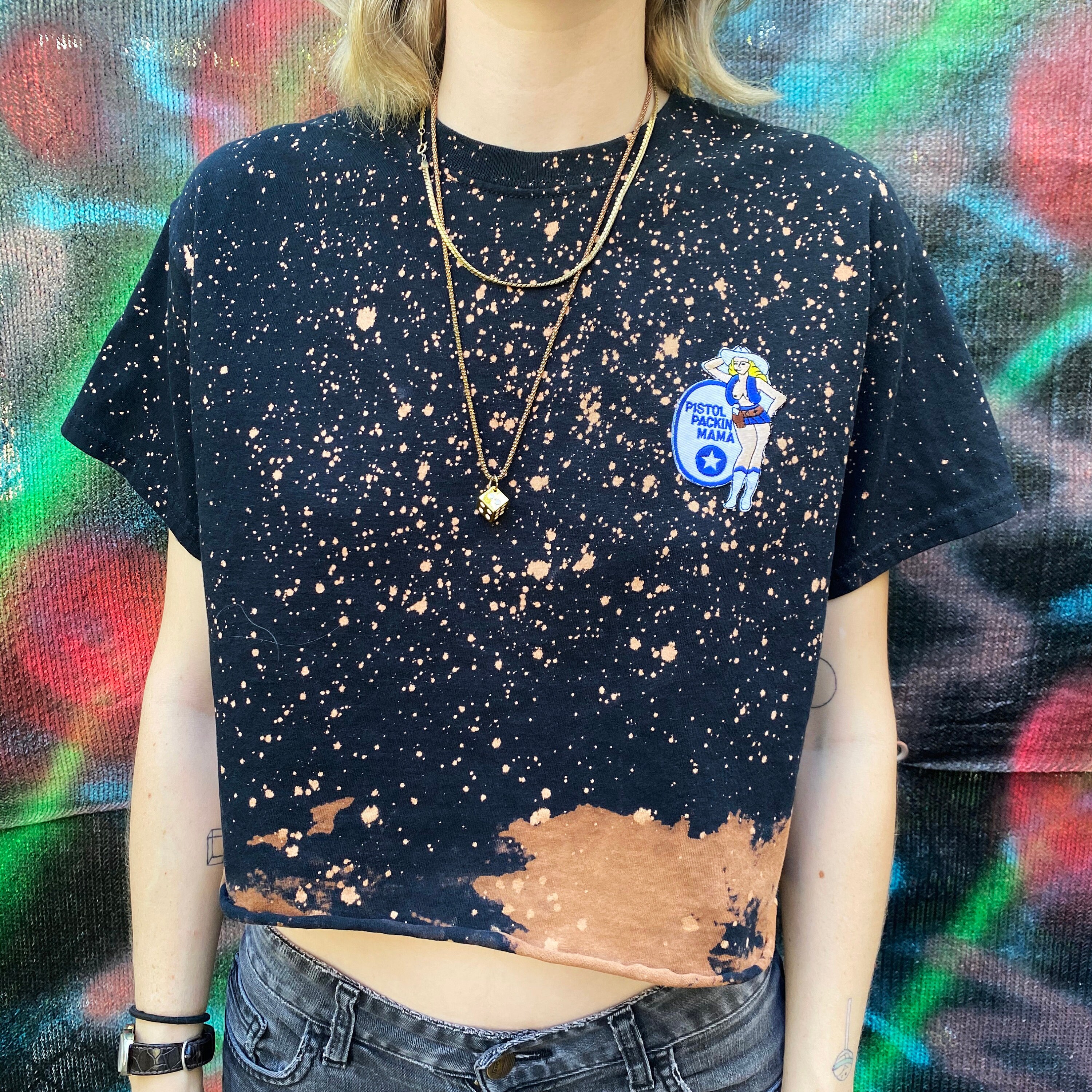 black bleached crop top