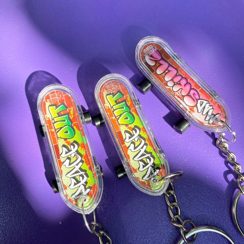 Mini Skateboard Keychain / Graffiti Skateboard Keychains / Etsy