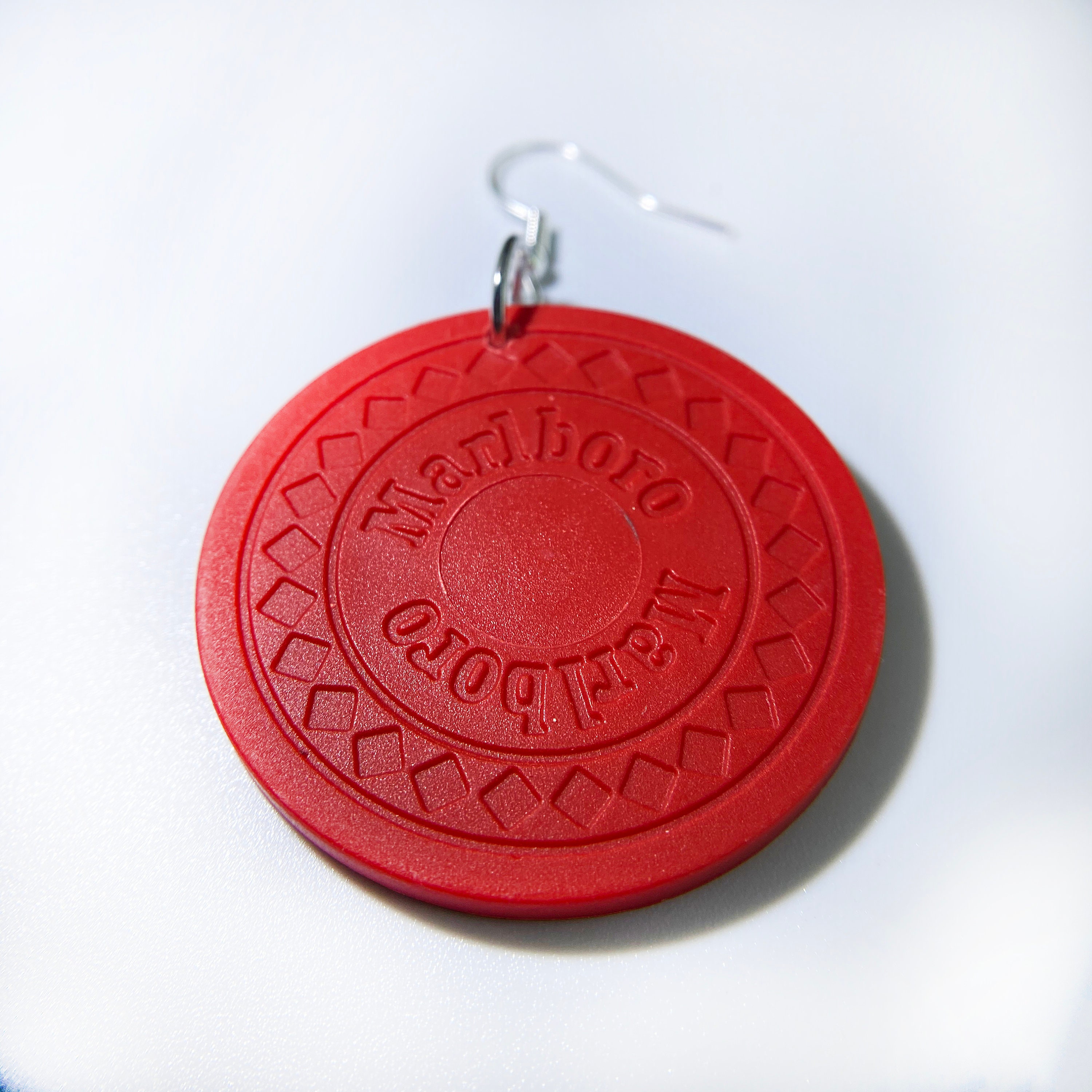 Marlboro Earrings / Poker Chip Earrings / Red Poker Chip Etsy