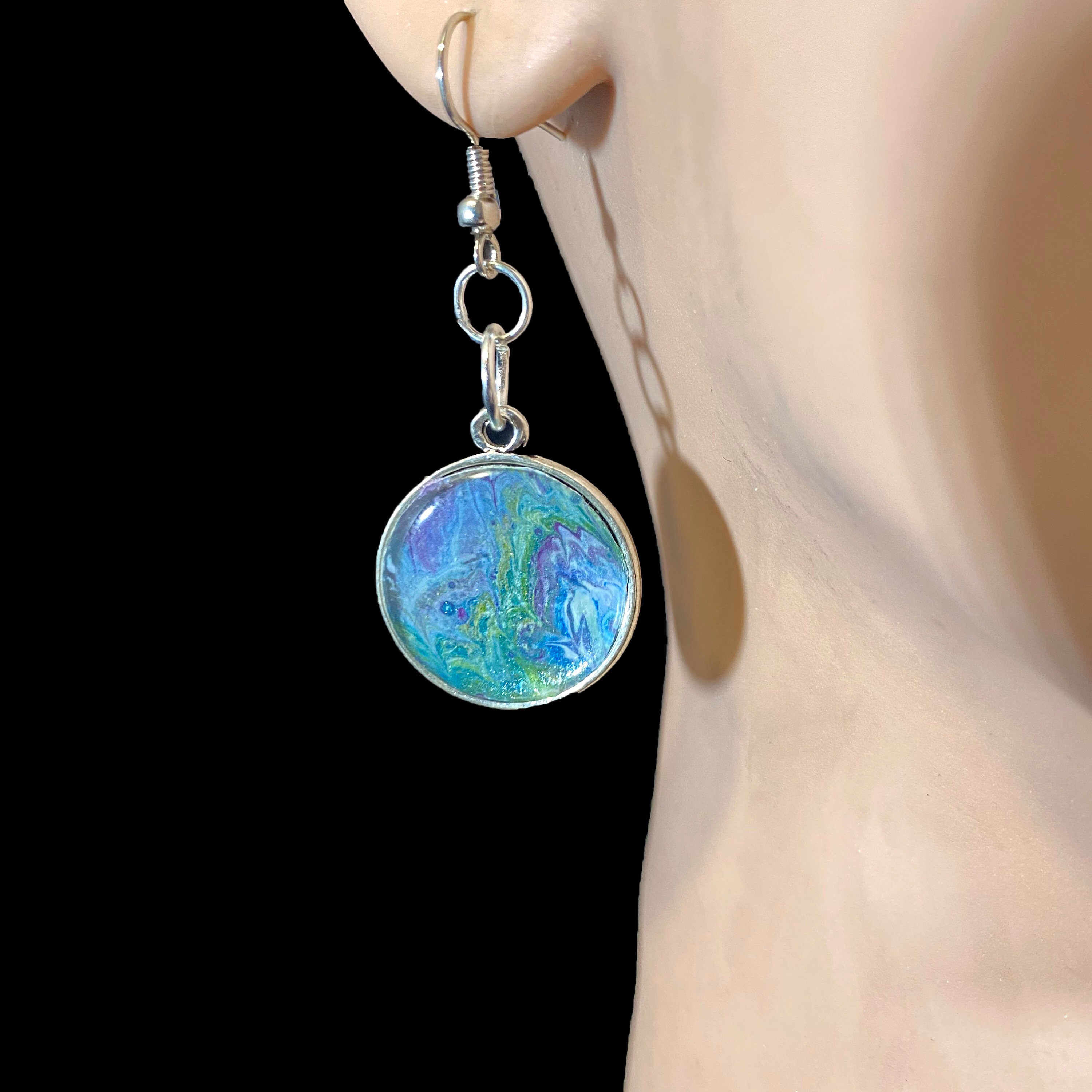 Fluid Painting Pendant Earrings Fluid Art Jewelry / Gift Etsy